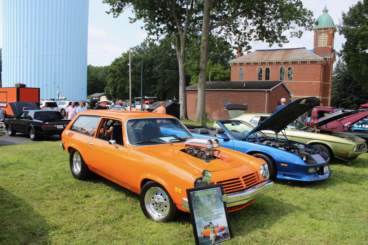 1970s Chevrolet FrankenVega wagon, orange, front three-quarter view