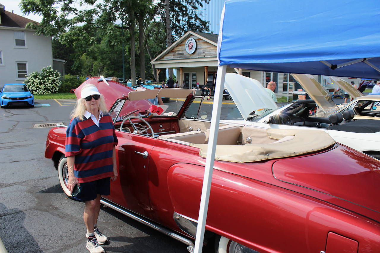 1950s vintage convertible, red