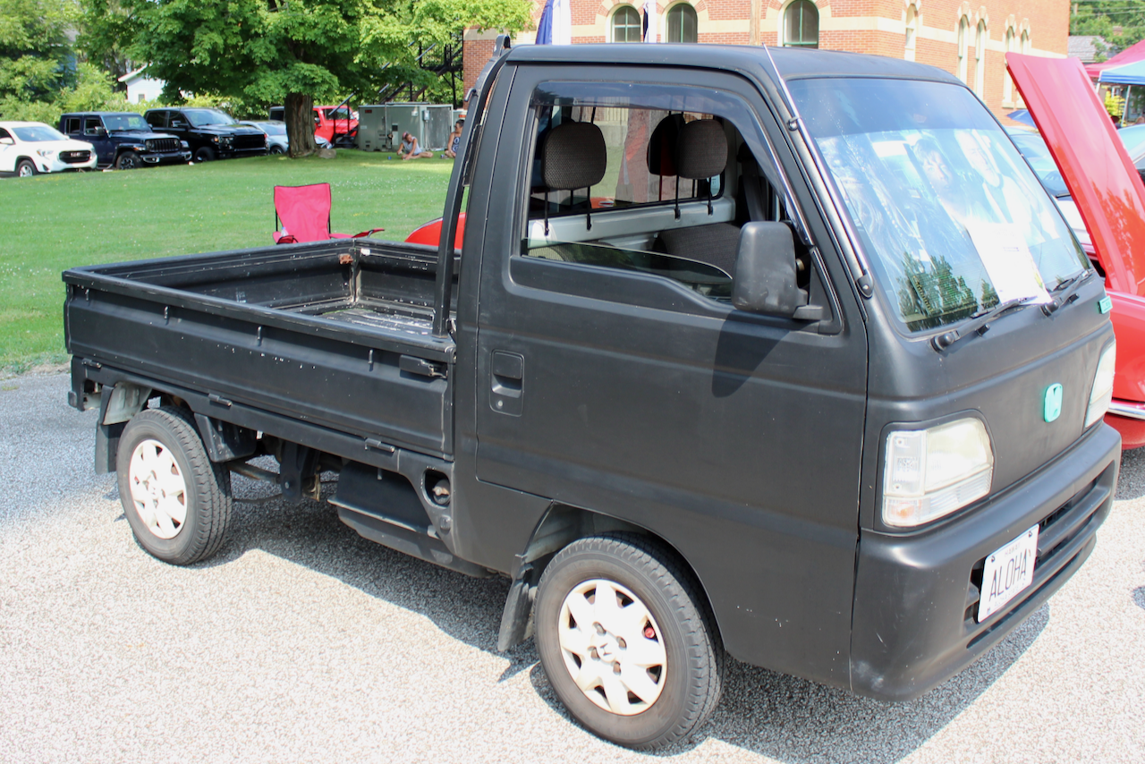 1990s Honda Acty kei truck, black, side view